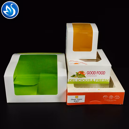 Boîte de boulangerie en papier d'art de gros bon marché de pâtisserie blanche de carton de dessert de conception libre pour le paquet de nourriture avec la poignée