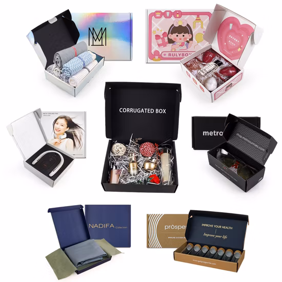 Logo personnalisé imprimé artisanat emballage ondulé pliant expédition expédition courrier papier boîtes-cadeaux